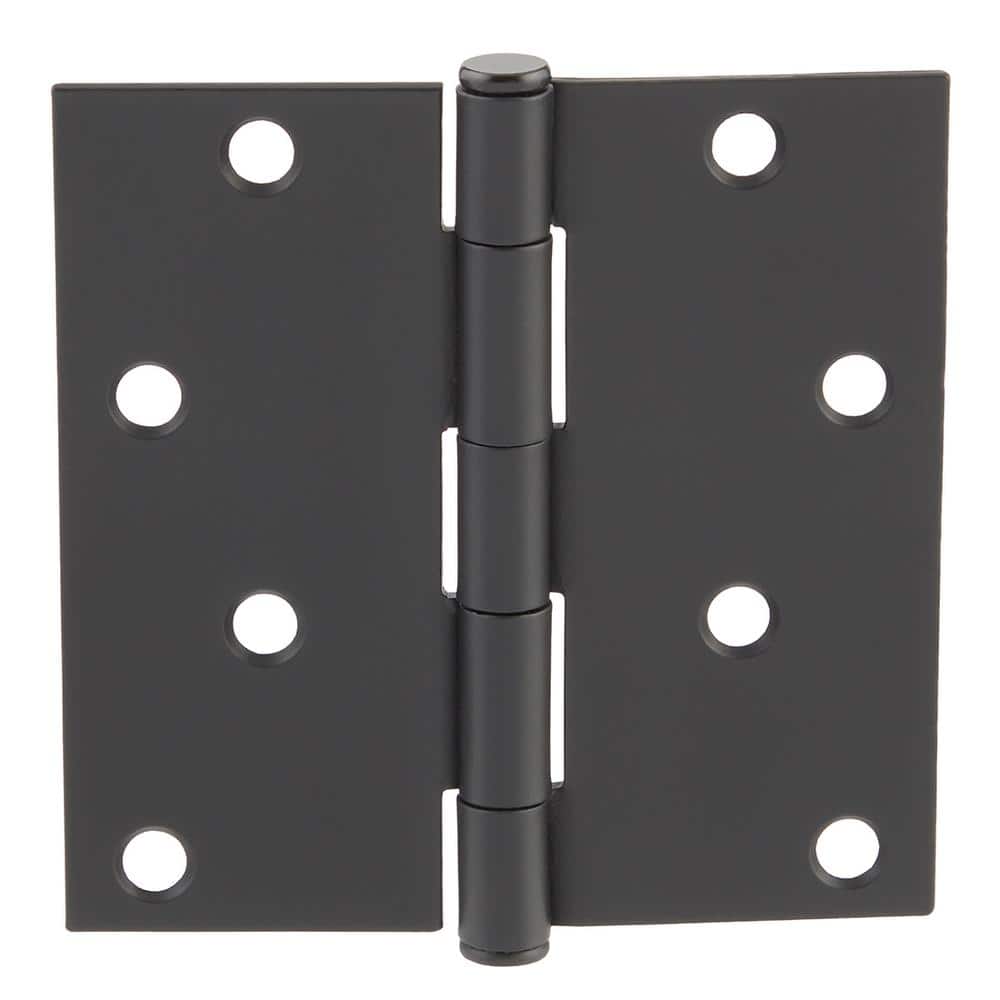 Everbilt 4 in. Square Corner Matte Black Butt Door Hinge, Removable Pin (24-Pack)