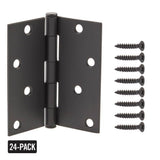 Everbilt 4 in. Square Corner Matte Black Butt Door Hinge, Removable Pin (24-Pack)