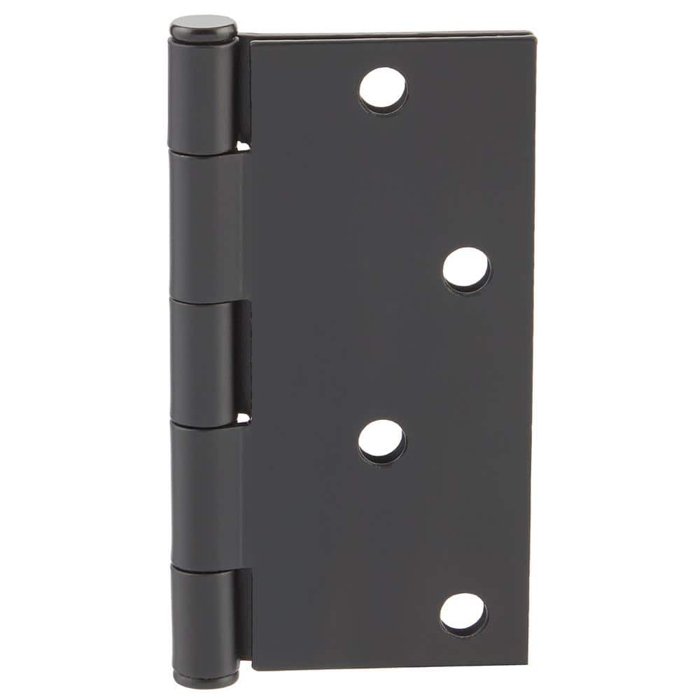 Everbilt 4 in. Square Corner Matte Black Butt Door Hinge, Removable Pin (24-Pack)