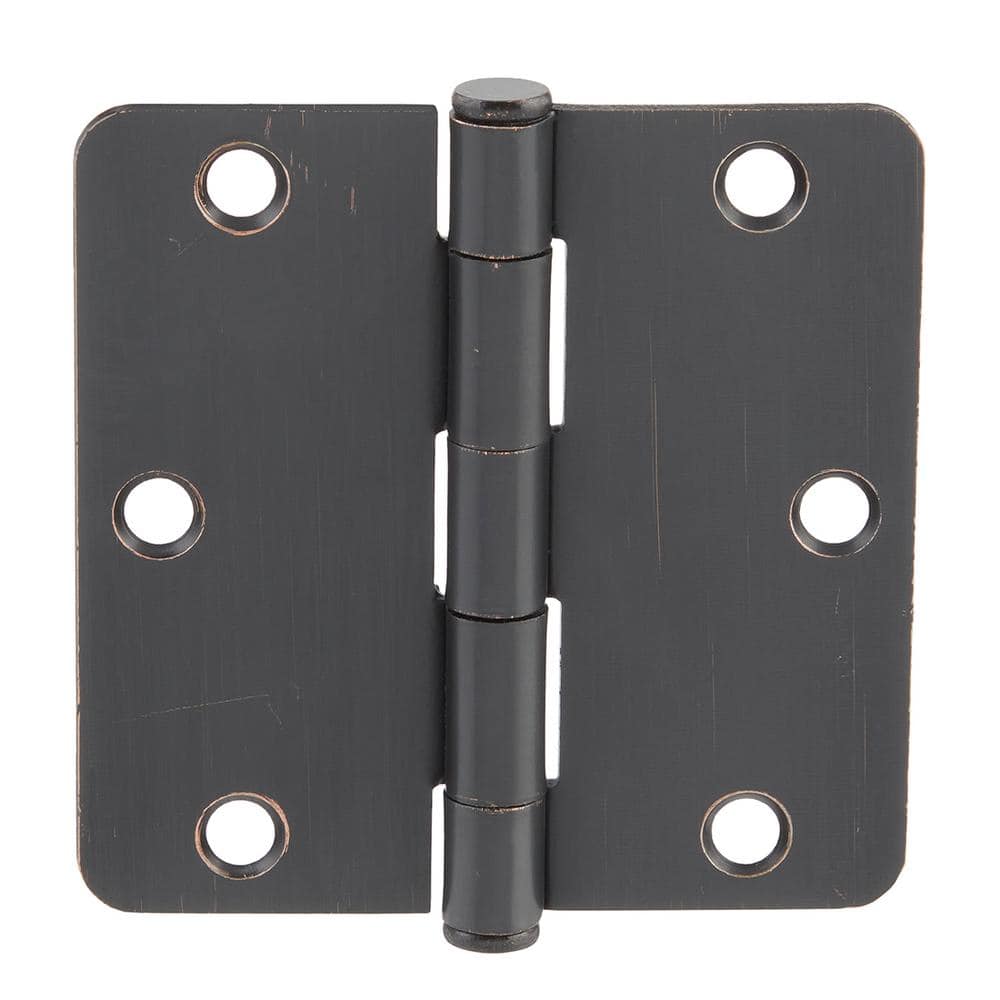 Everbilt 3-1/2 in. x 1/4 in. Radius Brushed Oil-Rubbed Bronze Door Hinge Value Pack (24-Pack)