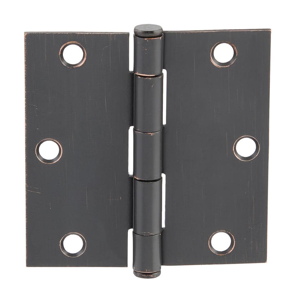 Everbilt 3-1/2 in. Square Corner Brushed Oil-Rubbed Bronze Door Hinge Value Pack (48-Pack)