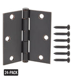 Everbilt 3-1/2 in. Square Corner Oil-Rubbed Bronze Door Hinge Value Pack (24-Pack)