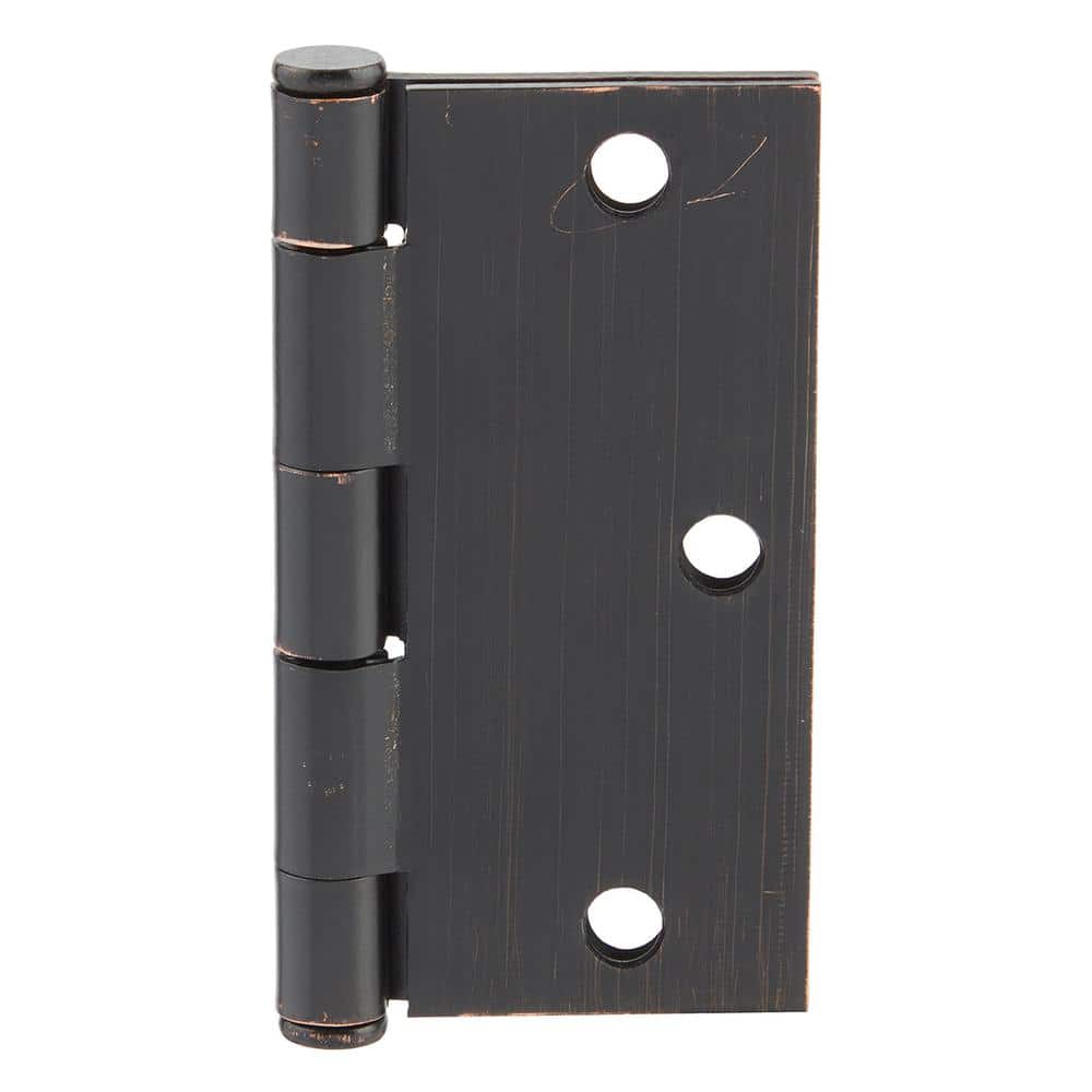 Everbilt 3-1/2 in. x 3-1/2 in. Oil-Rubbed Bronze Square Corner Door Hinge, Value Pack (24-Pack)