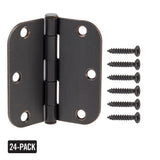 Everbilt 3-1/2 in. x 5/8 in. Radius Oil-Rubbed Bronze Butt Door Hinge Value Pack (24-Pack)