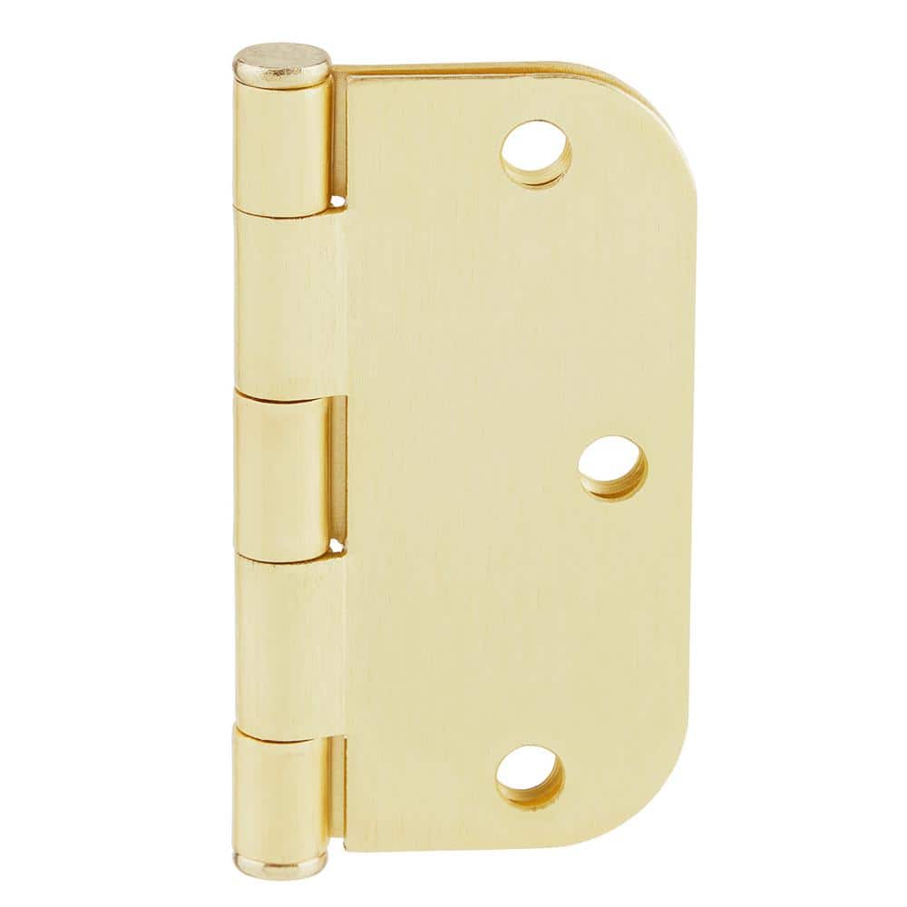 Everbilt 3-1/2 in. x 5/8 in. Radius Satin Brass Butt Door Hinge Value Pack (24-Pack)