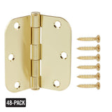 Everbilt 3-1/2 in. x 5/8 in. Radius Bright Brass Door Hinge Value Pack (48-Pack)