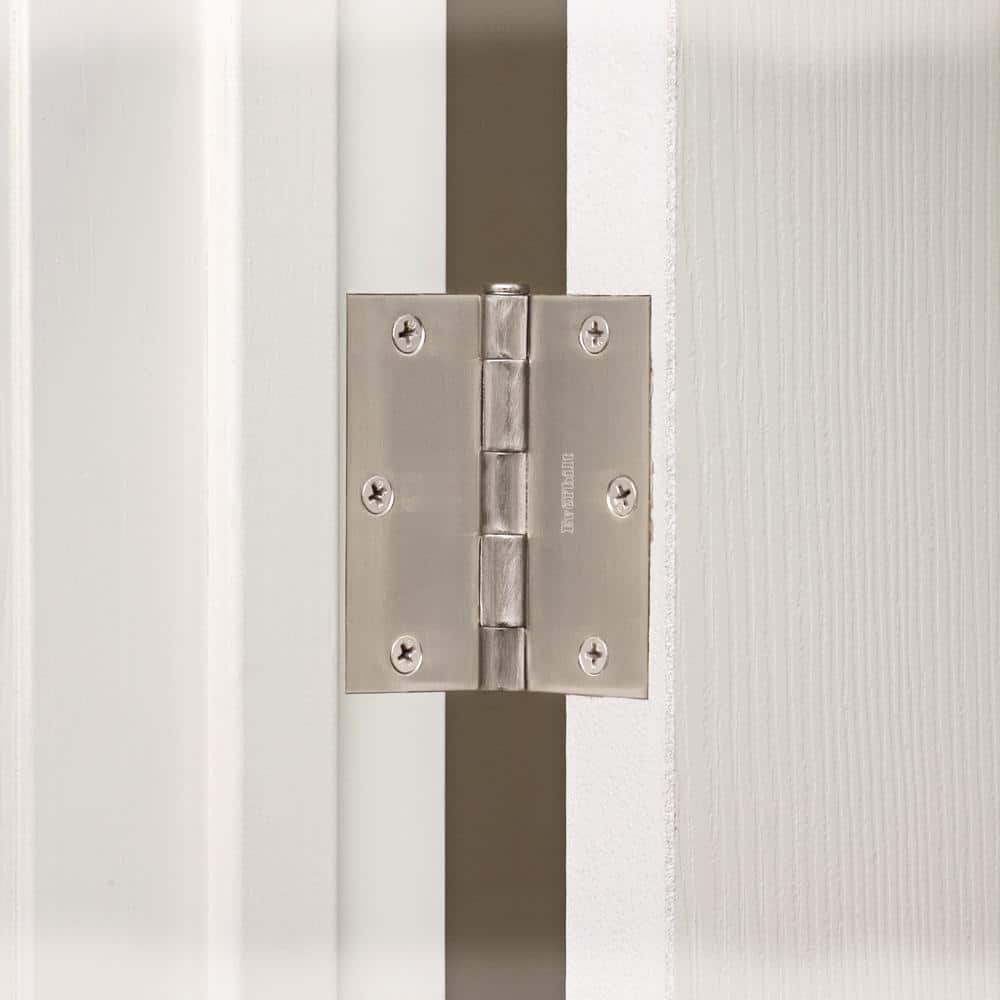 Everbilt 3-1/2 in. Square Corner Satin Nickel Door Hinge Value Pack (48-Pack)