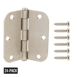 Everbilt 3-1/2 in. x 5/8 in. Radius Satin Nickel Door Hinge Value Pack (24 per Pack)
