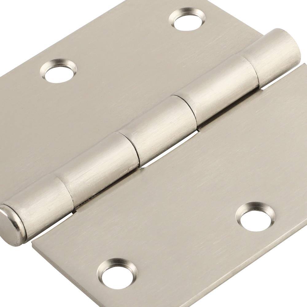 Everbilt 3-1/2 in. Satin Nickel 1/4 in. Radius Butt Door Hinges Value Pack (3-Pack)