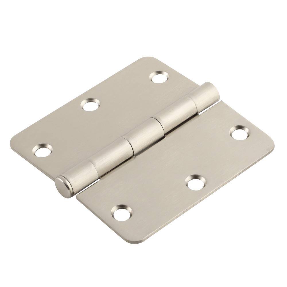 Everbilt 3-1/2 in. Satin Nickel 1/4 in. Radius Butt Door Hinges Value Pack (3-Pack)