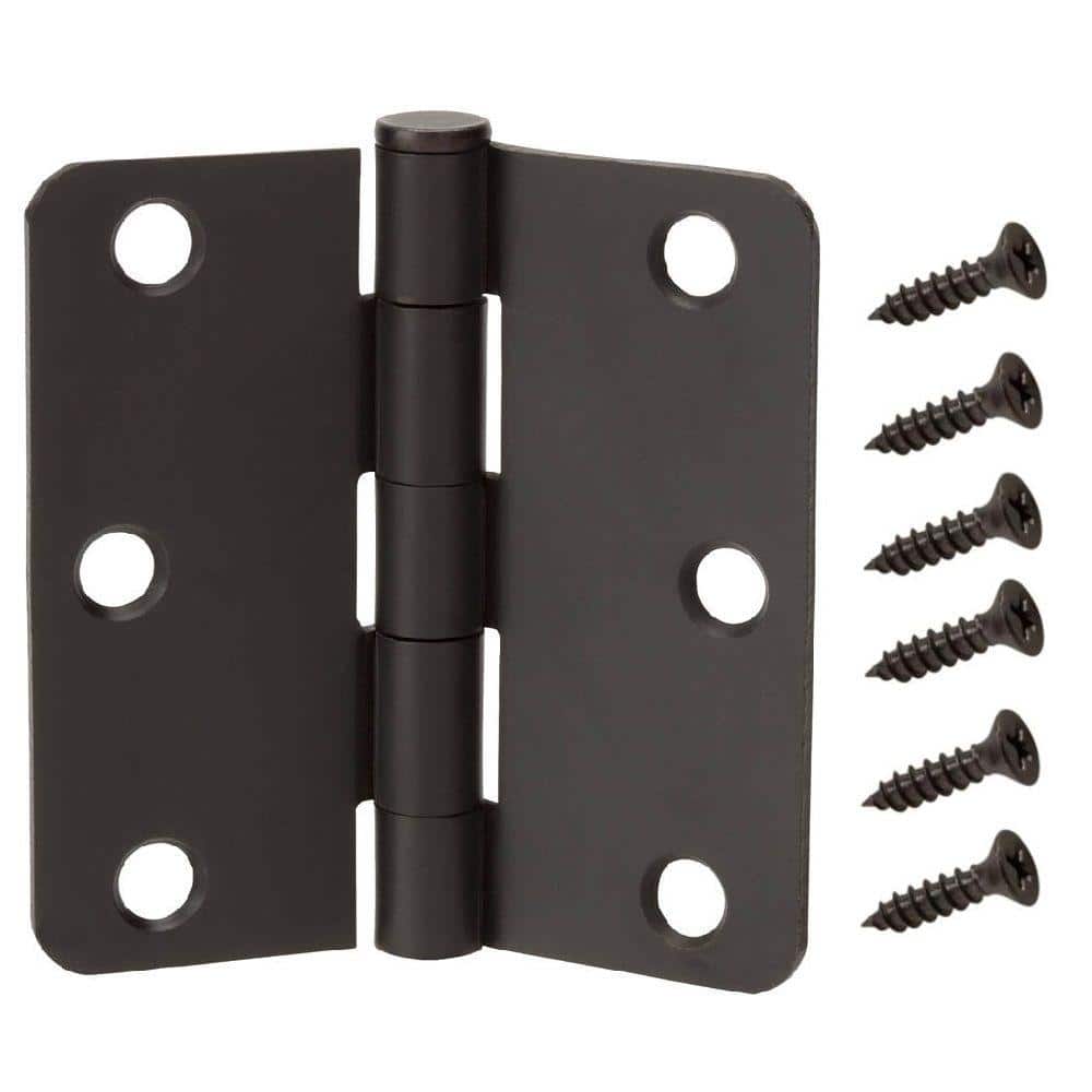 Everbilt 3-1/2 in. Oil-Rubbed Bronze Door Hinges, 1/4 in. Radius, Value Pack (3-Pack)