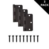 Everbilt 3-1/2 in. Oil-Rubbed Bronze Door Hinges, 1/4 in. Radius, Value Pack (3-Pack)