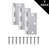 Everbilt 3-1/2 in. Chrome Square Corner Door Hinges Value Pack (3-Pack)