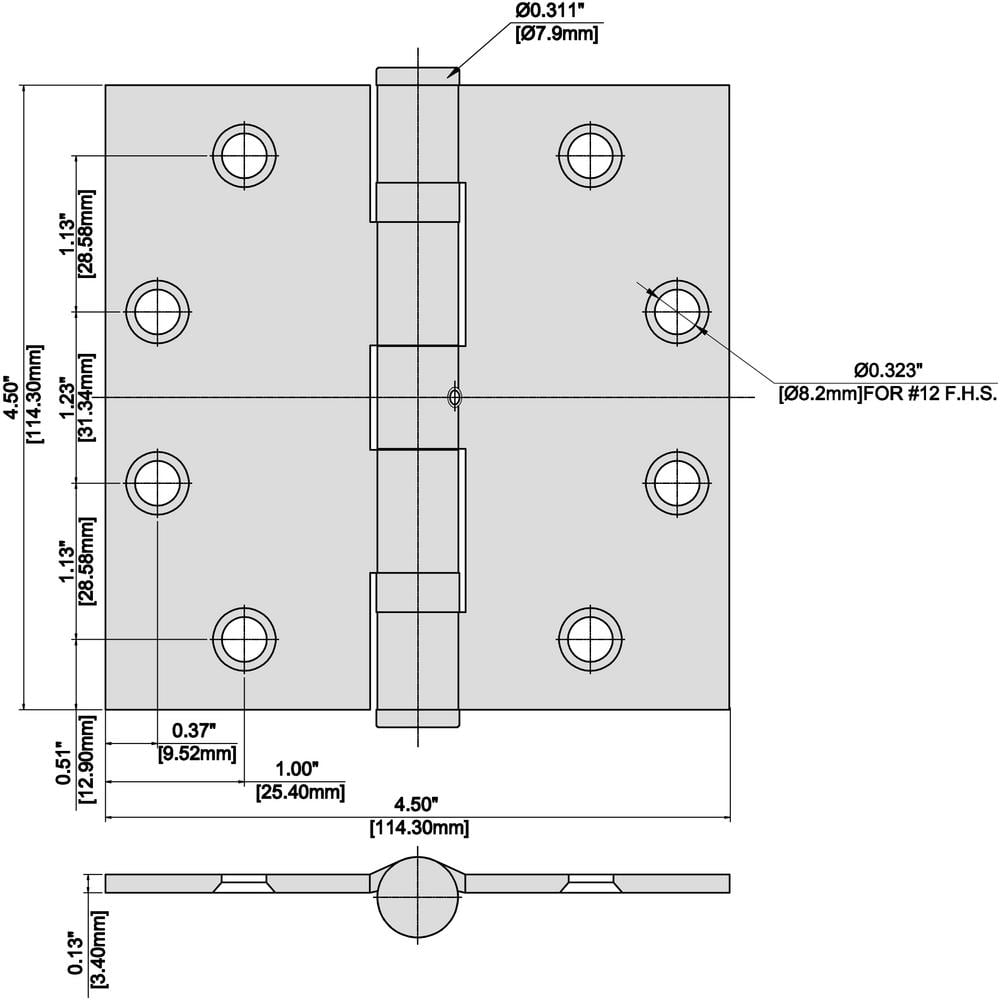 Everbilt 4-1/2 in. x 4-1/2 in. Satin Chrome Ball Bearing Door Hinge, Square Corner