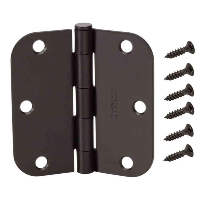 Everbilt 3-1/2 in. x 5/8 in. Radius Matte Black Smooth Action Door Hinge (3-Pack)