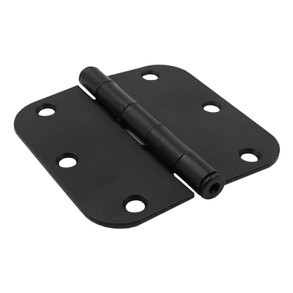 Everbilt 3-1/2 in. x 5/8 in. Radius Matte Black Smooth Action Door Hinge (3-Pack)