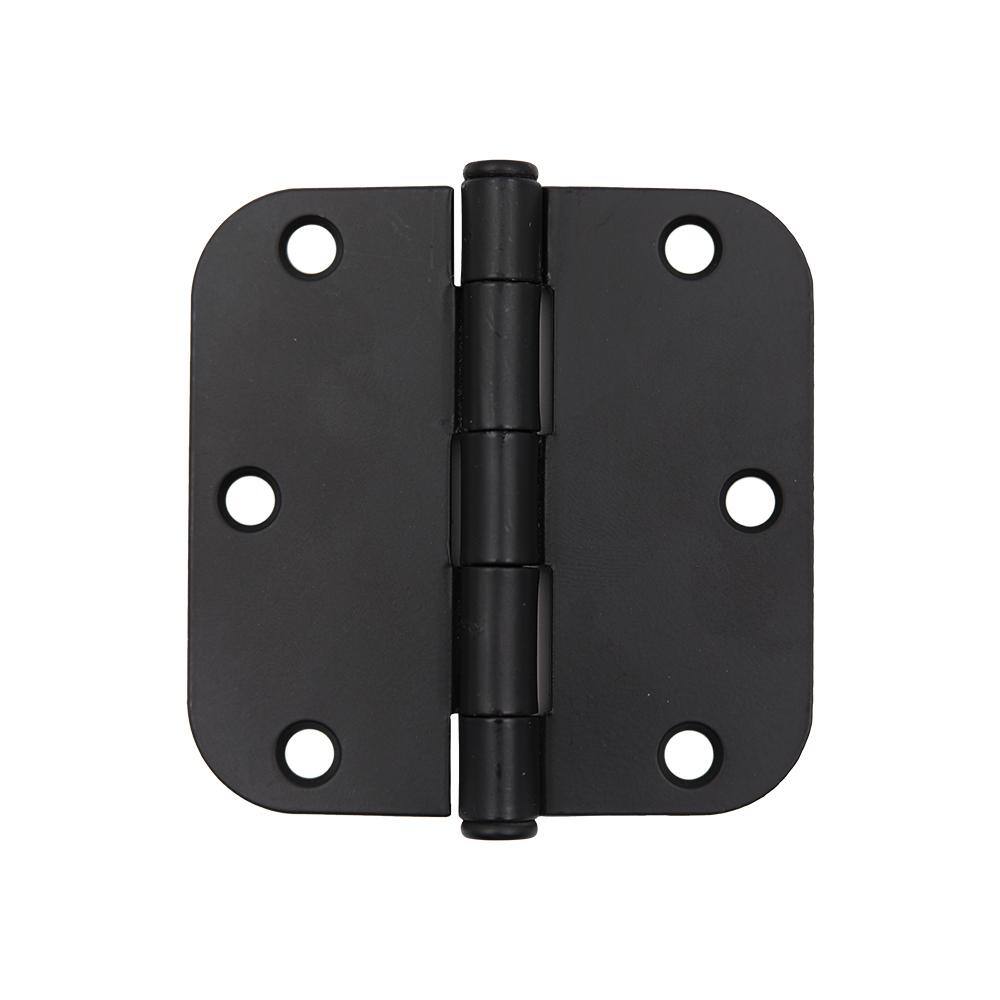 Everbilt 3-1/2 in. x 5/8 in. Radius Matte Black Smooth Action Door Hinge (3-Pack)