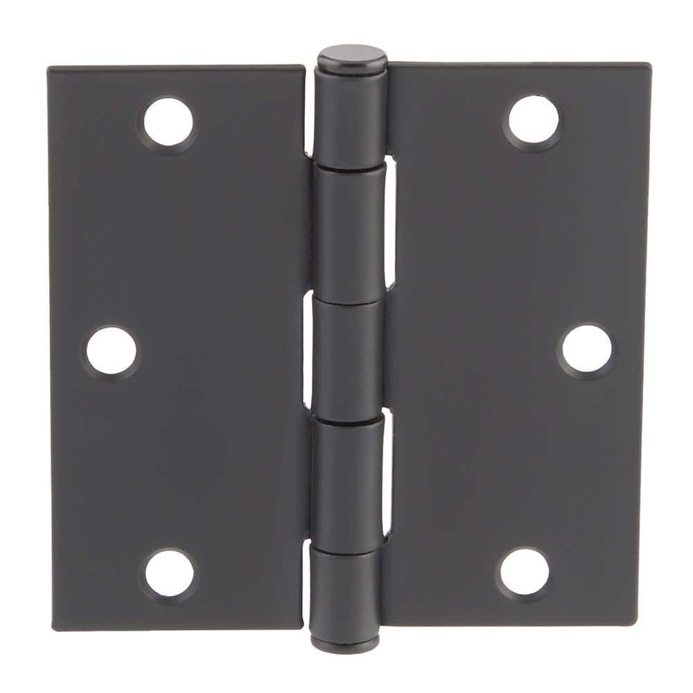 Everbilt 3-1/2 in. Matte Black Square Corner Smooth Action Door Hinge (3-Pack)