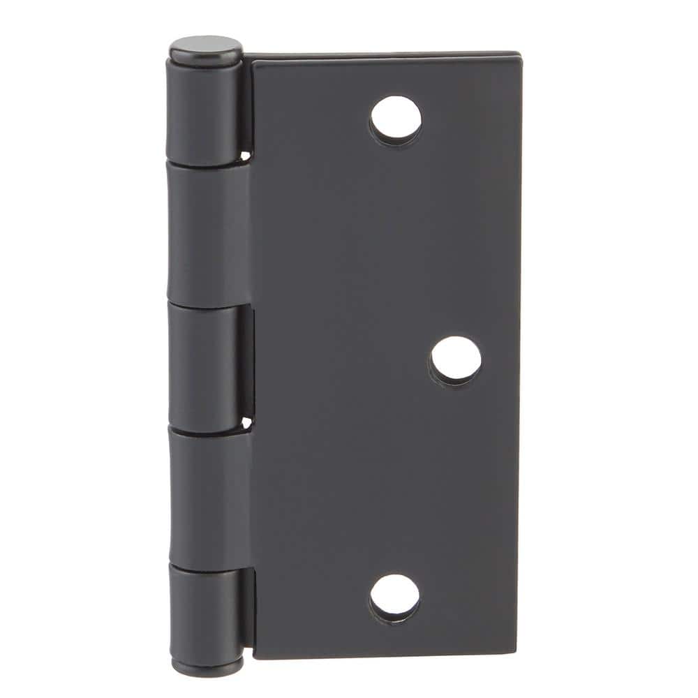 Everbilt 3-1/2 in. Matte Black Square Corner Smooth Action Door Hinge (3-Pack)