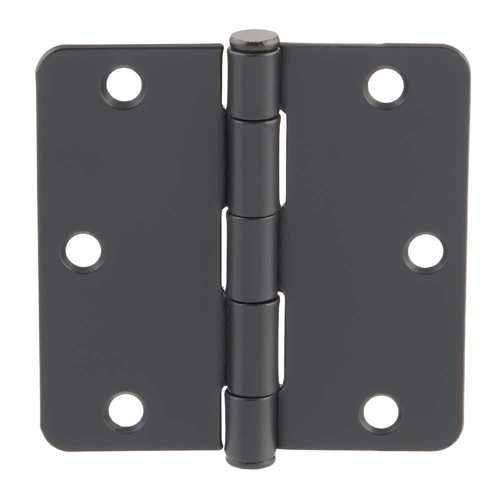 Everbilt 3-1/2 in. x 1/4 in. Radius Matte Black Smooth Action Door Hinge (3-Pack)