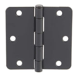 Everbilt 3-1/2 in. x 1/4 in. Radius Matte Black Smooth Action Door Hinge (3-Pack)