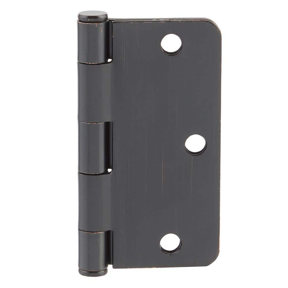 Everbilt 3-1/2 in. x 1/4 in. Radius Brushed Oil-Rubbed Bronze Door Hinge Value Pack (48-Pack)