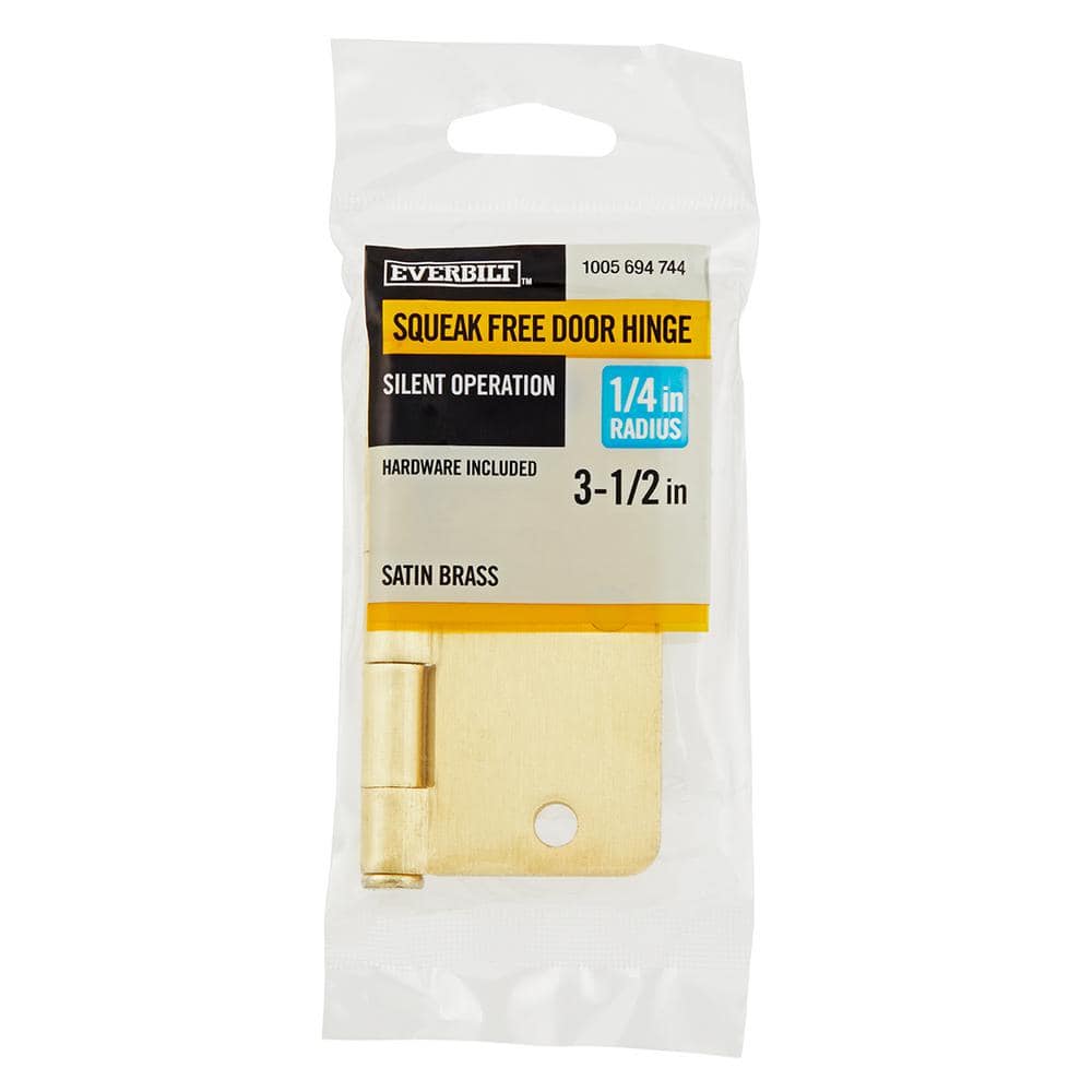 Everbilt 3-1/2 in. x 1/4 in. Radius Satin Brass Squeak-Free Door Hinge