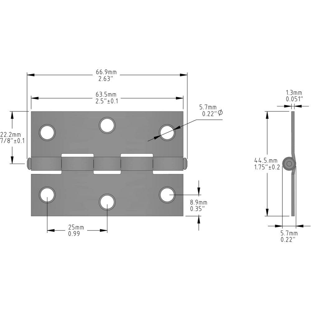 Everbilt 2-1/2 in. Galvanized Non-Removable Pin Narrow Utility/Butt Hinge (2-Pack)