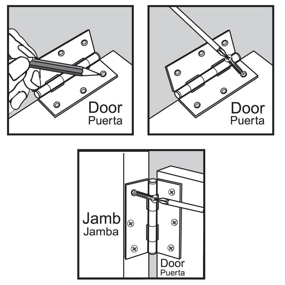 Everbilt 2-1/2 in. Galvanized Non-Removable Pin Narrow Utility/Butt Hinge (2-Pack)