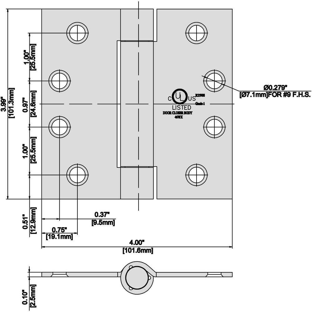 Everbilt 4 in. Satin Chrome Adjustable Spring Door Hinge, Square Corner