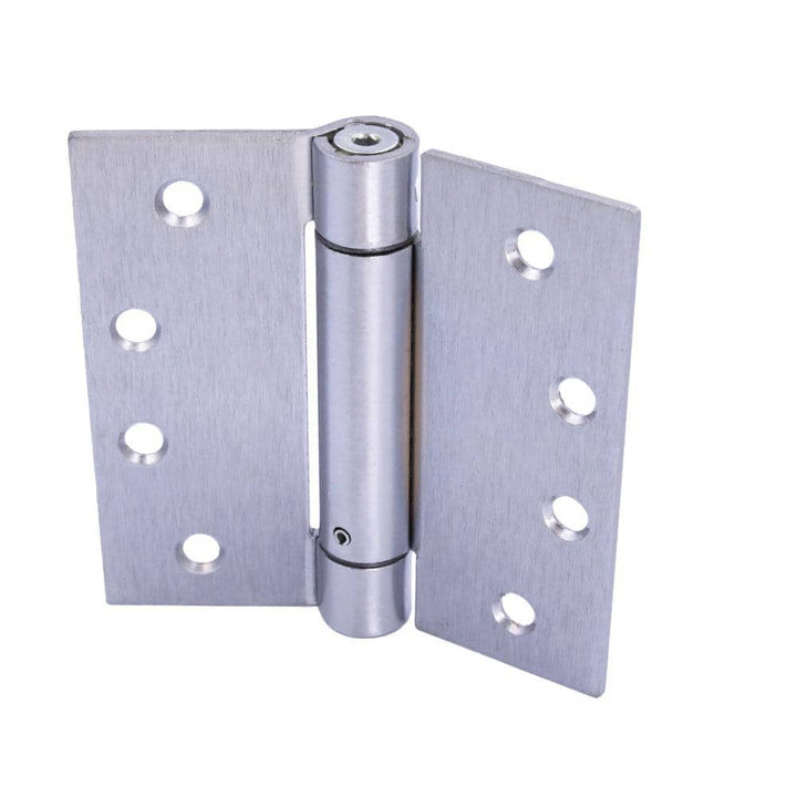 Everbilt 4 in. Satin Chrome Adjustable Spring Door Hinge, Square Corner