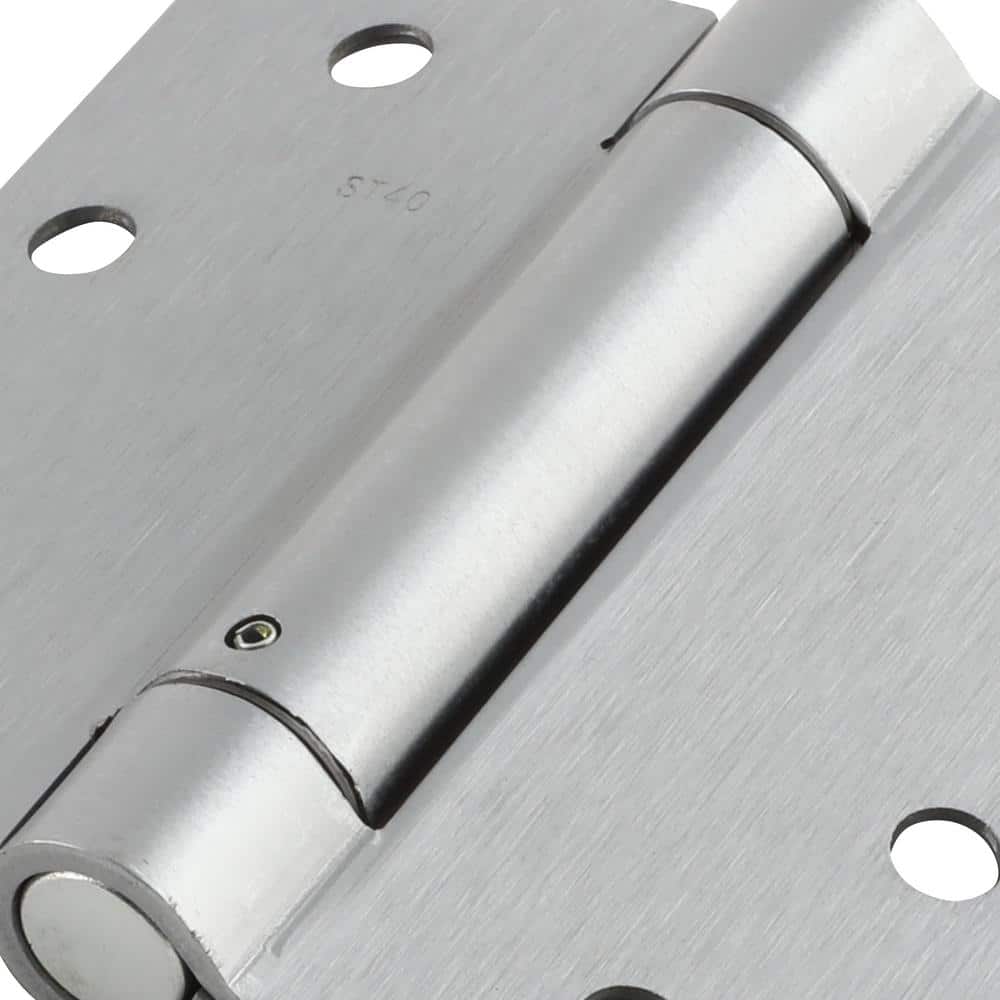 Everbilt 4 in. Satin Chrome Adjustable Spring Door Hinge, Square Corner