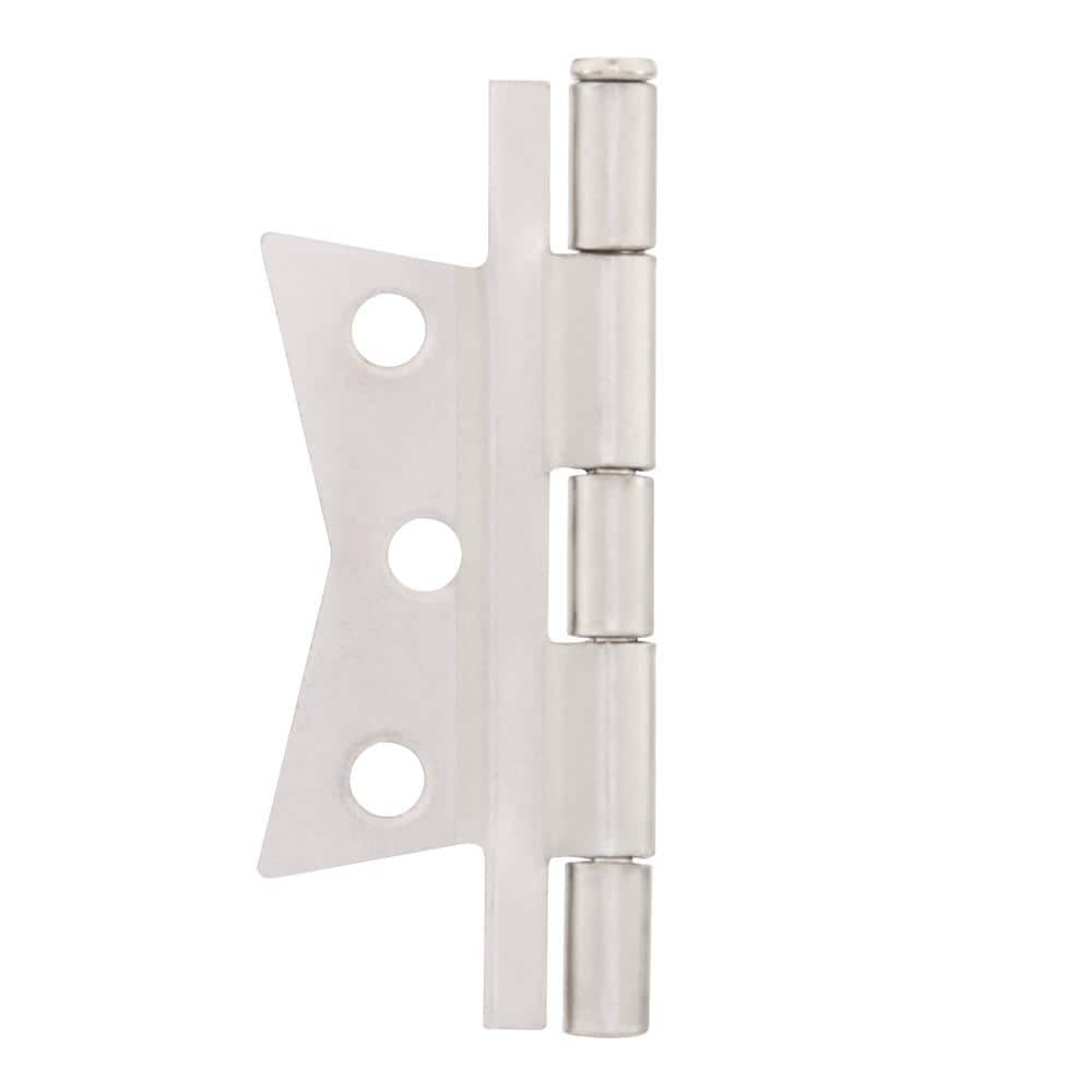 Everbilt 3 in. Satin Nickel Non-Mortise Surface-Mount Door Hinges (2-Pack)