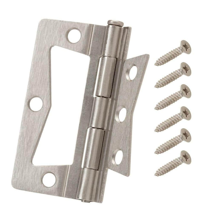 Everbilt 3 in. Satin Nickel Non-Mortise Surface-Mount Door Hinges (2-Pack)