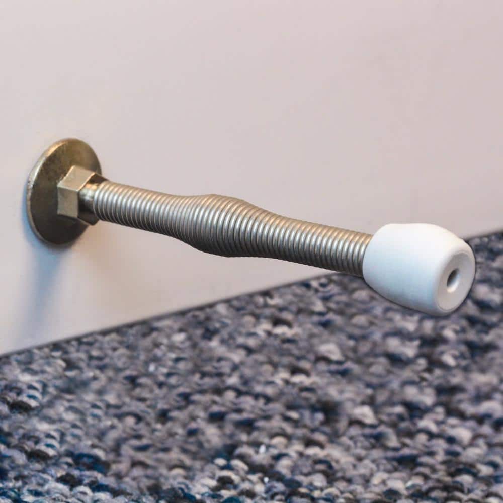 Everbilt 3 in. Satin Nickel Light Duty Spring Door Stop
