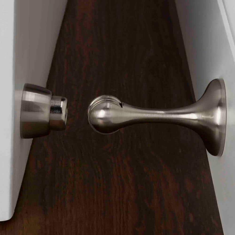 Everbilt 3 in. Satin Nickel Magnetic Doorstop with Catch