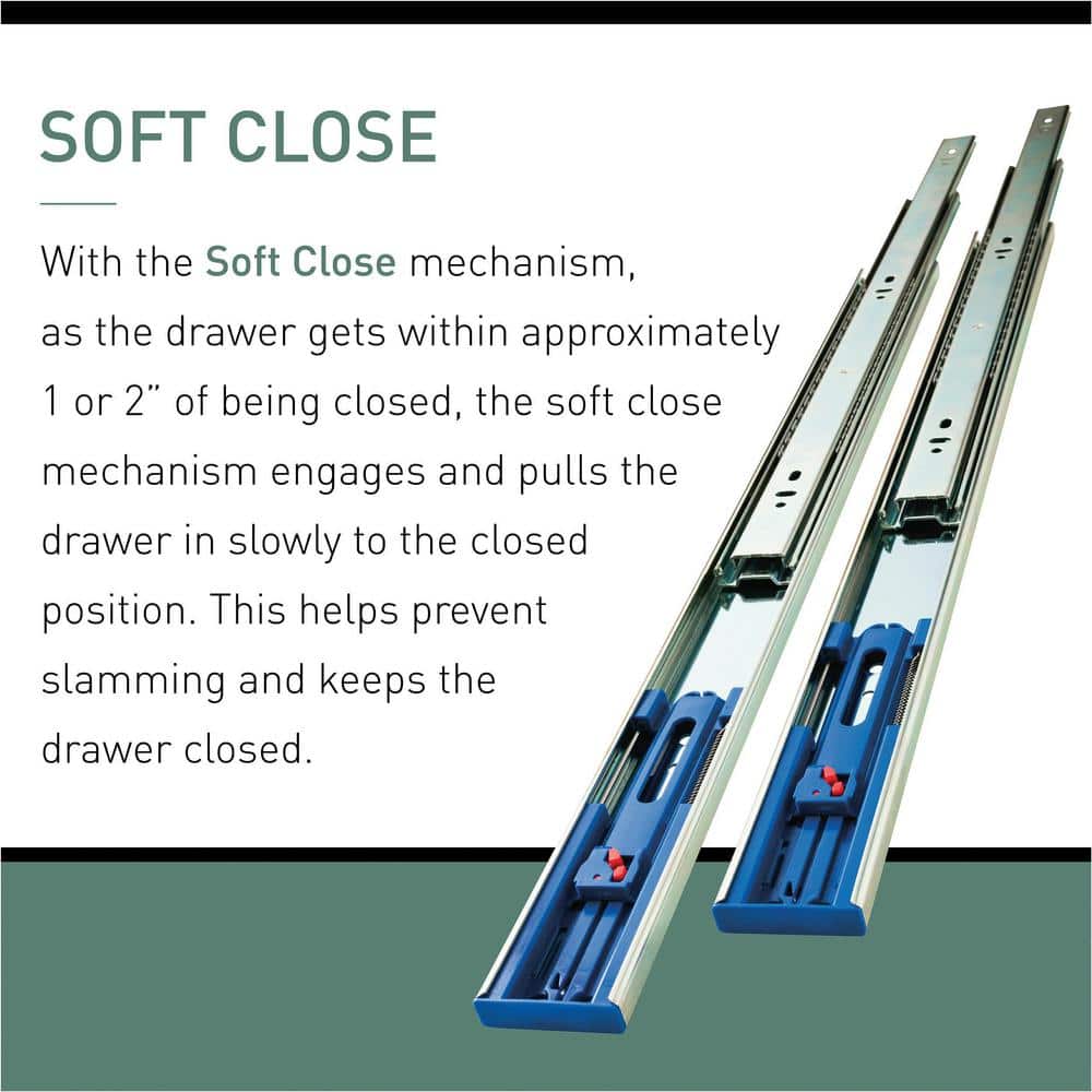 Everbilt 22 in. Soft Close Ball Bearing Full Extension Drawer Slide (5-Pair)