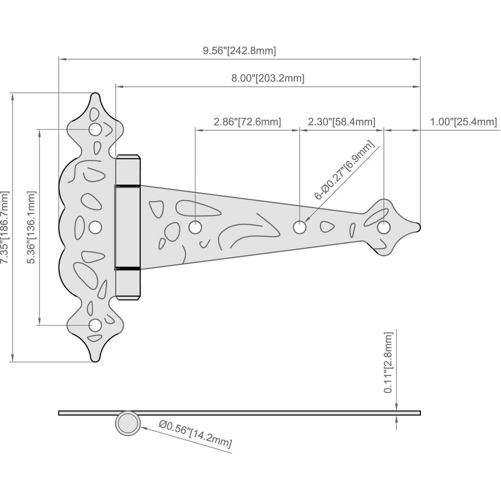 Everbilt 8 in. Black Decorative Gate Tee Hinge
