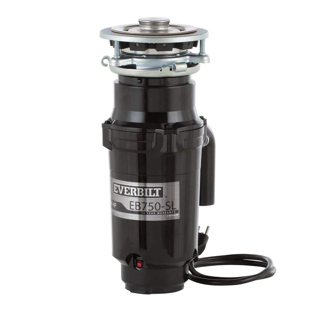 Everbilt 3/4 HP Slim Continuous Feed Garbage Disposal with Stainless Steel Sink Flange and Attached Power Cord
