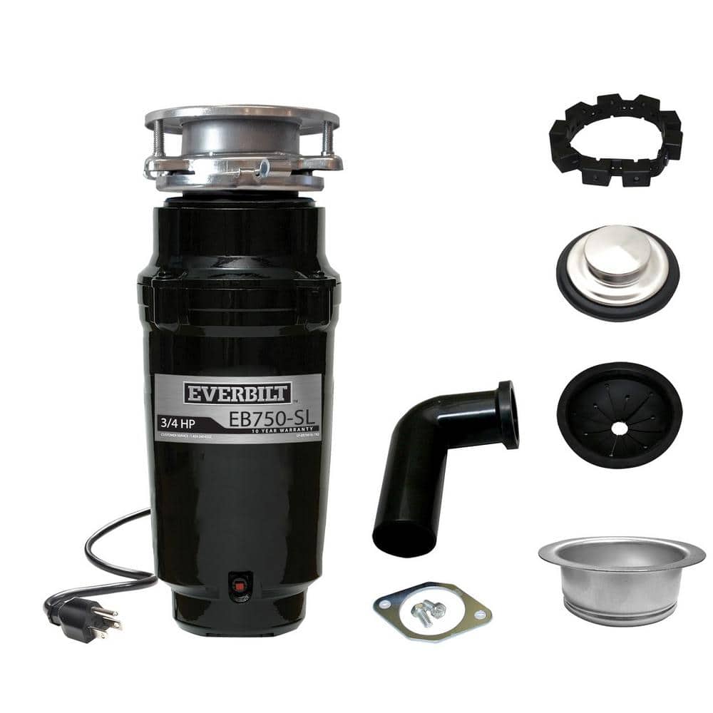 Everbilt 3/4 HP Slim Continuous Feed Garbage Disposal with Stainless Steel Sink Flange and Attached Power Cord
