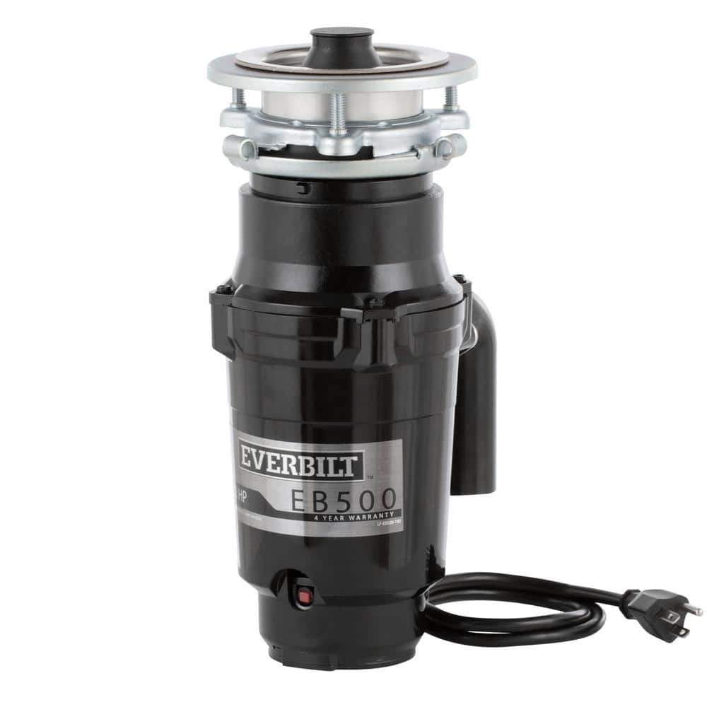 Everbilt 1/2 HP Standard Continuous Feed Garbage Disposal with Stainless Steel Sink Flange and Attached Power Cord