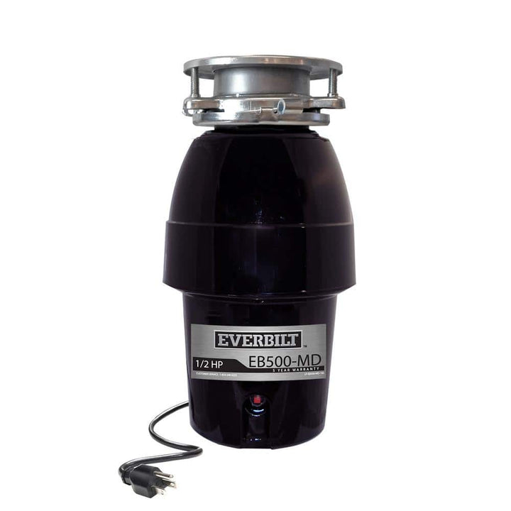 Everbilt 1/2 HP Sound-Insulated Continuous Feed Garbage Disposal with Stainless Steel Sink Flange and Attached Power Cord