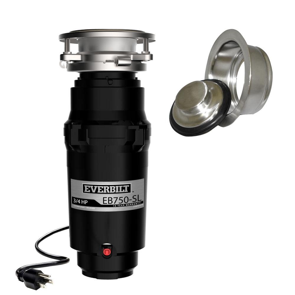 Everbilt Designer Series 3/4 HP Continuous Feed Garbage Disposal with Brushed Nickel Sink Flange and Attached Power Cord
