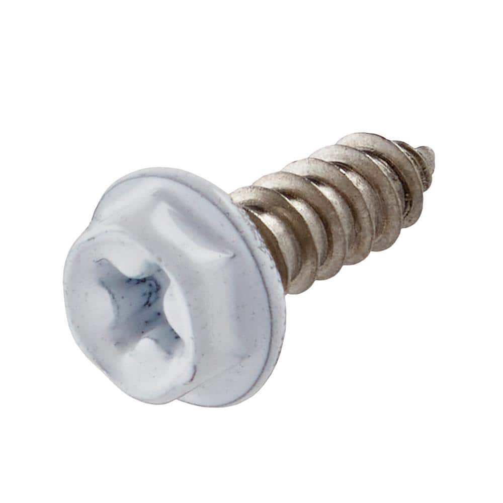 Everbilt #8 x 1/2 in. White Stainless Steel Hex Head Phillips Gutter Sheet Metal Screws (25-Pack)