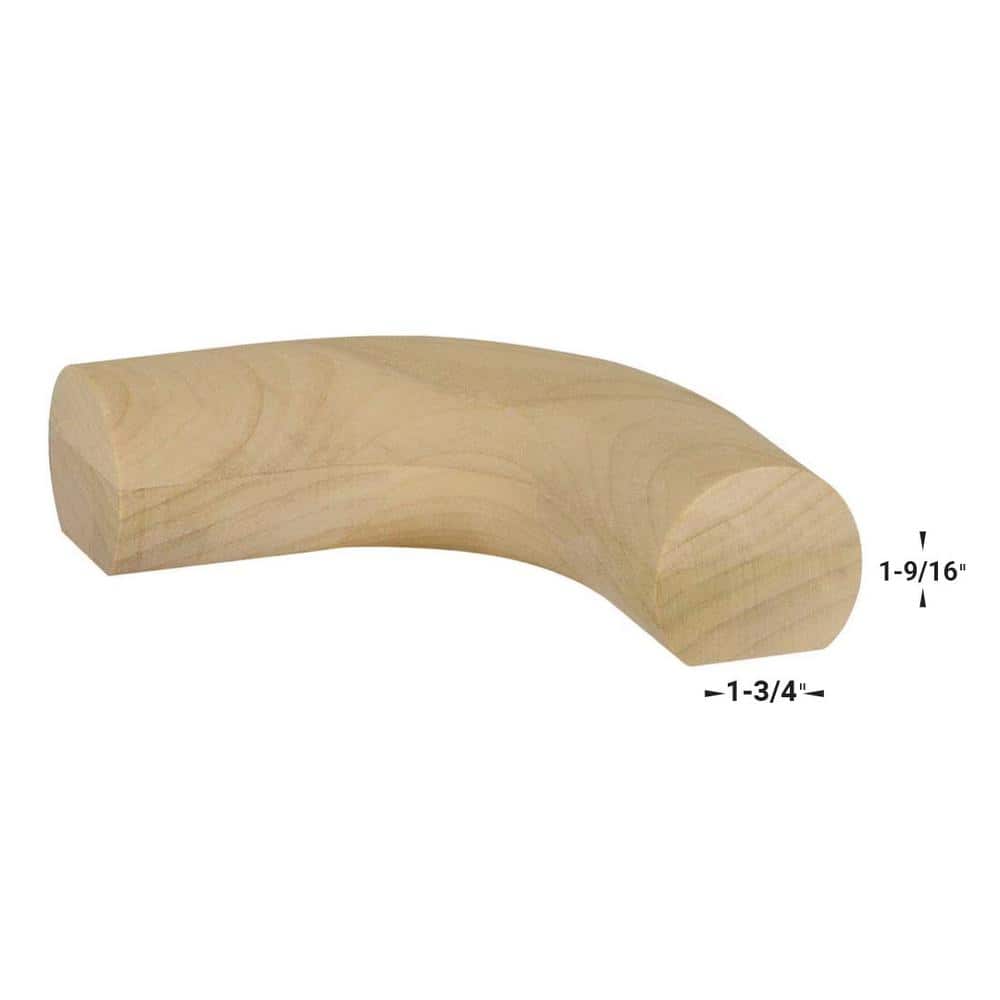 EVERMARK Stair Parts 7123 Unfinished Poplar 90° Level Quarter Turn Handrail Fitting