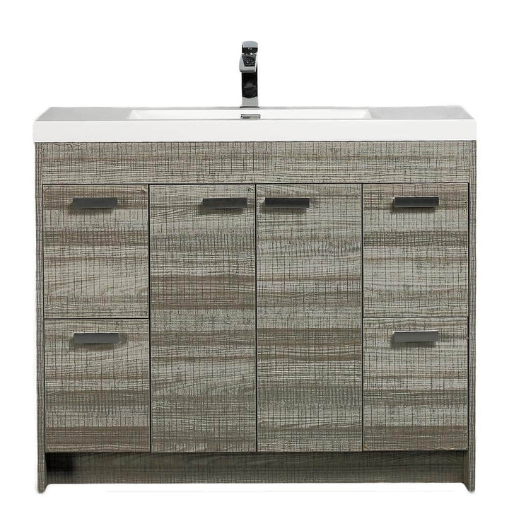 Eviva Lugano 42 in. W x 19 in. D x 36 in. H Single Bath Vanity in Ash with White Acrylic Top and White Integrated Sink