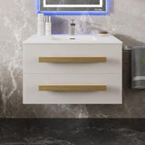 Eviva Element 32"W x 20"D White Wall-Mount Bathroom Vanity with White Solid Surface Countertop and Integrated Sink