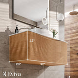Eviva Leah 32 in. W Solid Wood Single Sink Floating Bath Vanity in Medium Oak with White Solid Surface Top