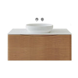 Eviva Leah 32 in. W Solid Wood Single Sink Floating Bath Vanity in Medium Oak with White Solid Surface Top