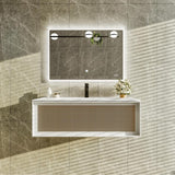Nets 32 in. W x 14 in. D x 21 in . H Floating Bathroom Vanity in Natural Oak with White Solid Surface Top